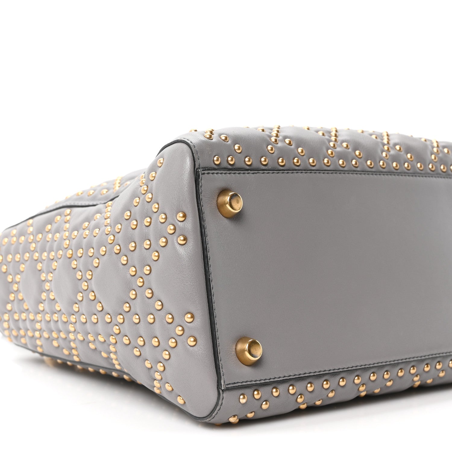 Christian Dior Calfskin Cannage Studded Medium Supple Lady Dior Grey 9 of 10