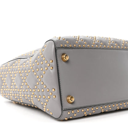 Christian Dior Calfskin Cannage Studded Medium Supple Lady Dior Grey 9 of 10