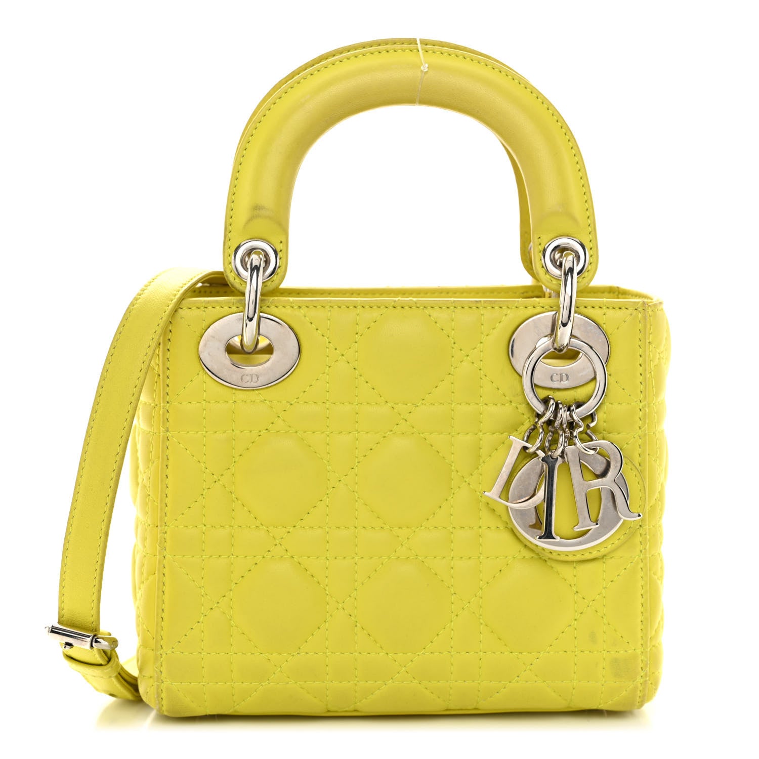 Christian Dior Lambskin Cannage Mini Lady Dior Yellow 1 of 10