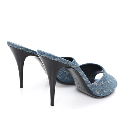 Saint Laurent Denim Monogram La 16 Mule Sandals 39 Blue Jeans 5 of 10