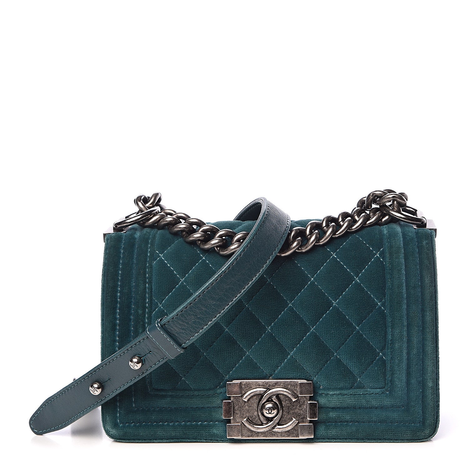 Chanel Velvet Quilted Small Boy Flap Turquoise 1 of 22