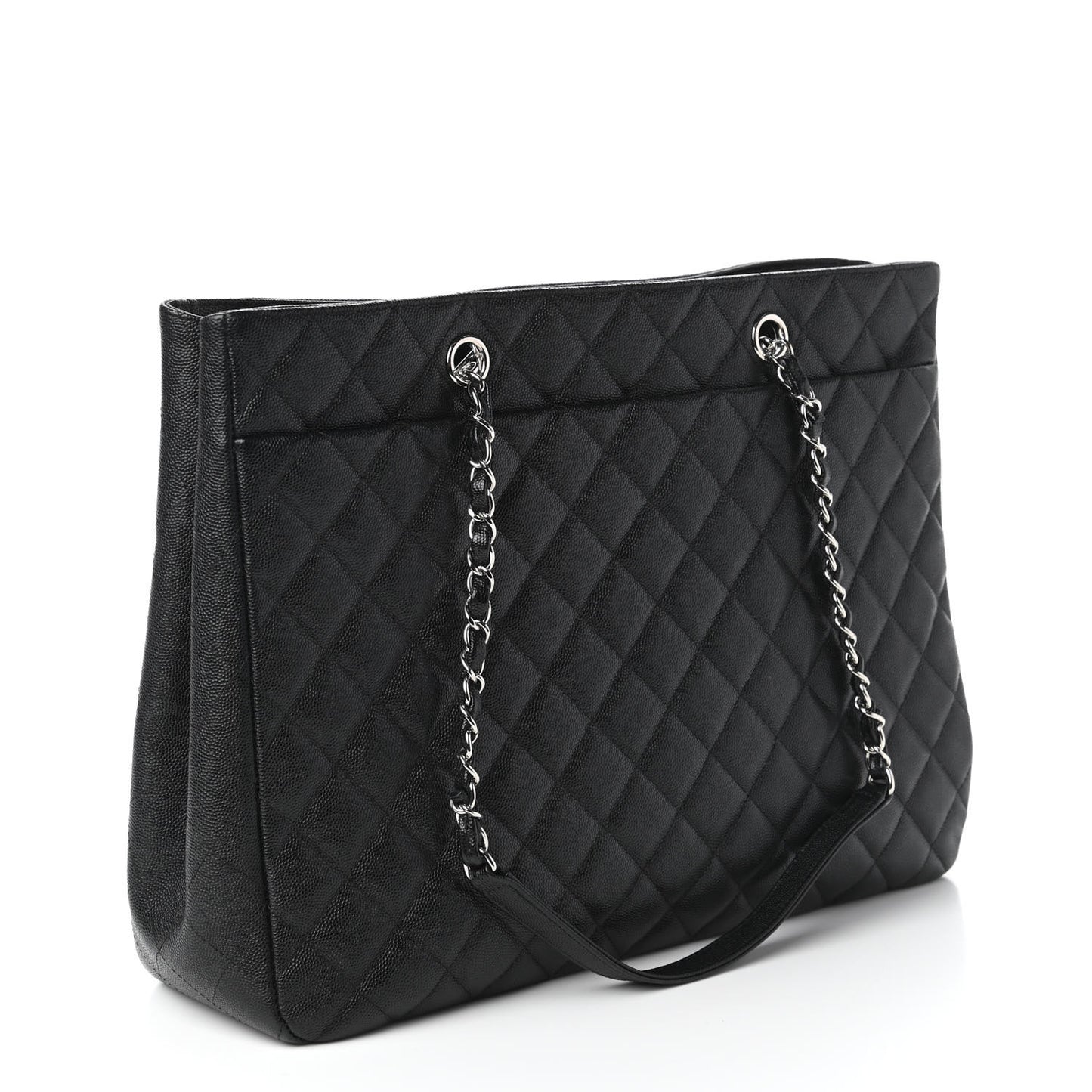 Caviar Quilted Large Shopping Tote Black
