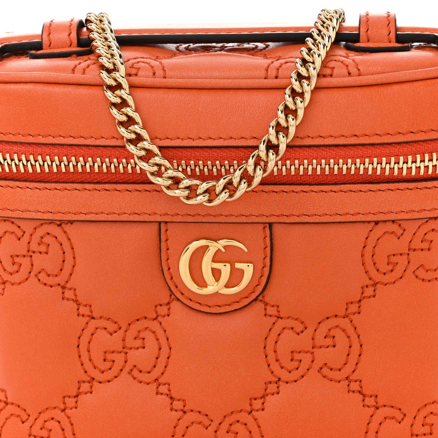Gucci Calfskin GG Matelasse Mini Top Handle Bag Deep Orange 8 of 10