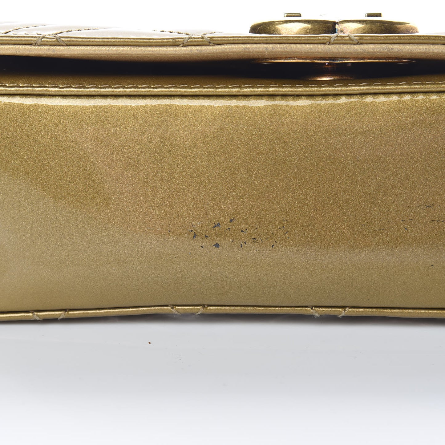Iridescent Patent Quilted Small Coco Boy Flap Gold