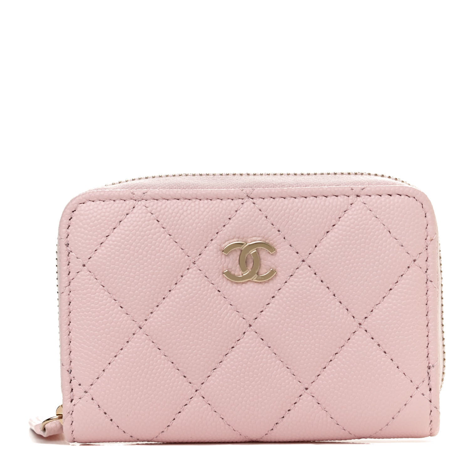 Chanel Caviar Quilted Zip Coin Purse Wallet Pink 1 of 9