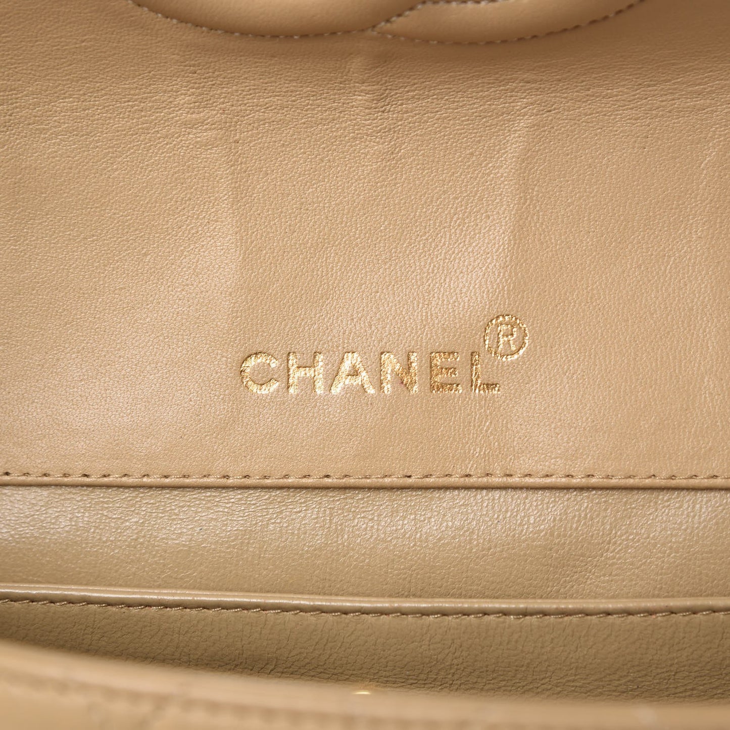 Lambskin Quilted Medium Single Flap Beige