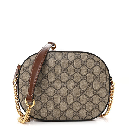 Gucci GG Supreme Monogram Cuoio Toscano Mini Chain Shoulder Bag Beige Ebony Cuir 1 of 11