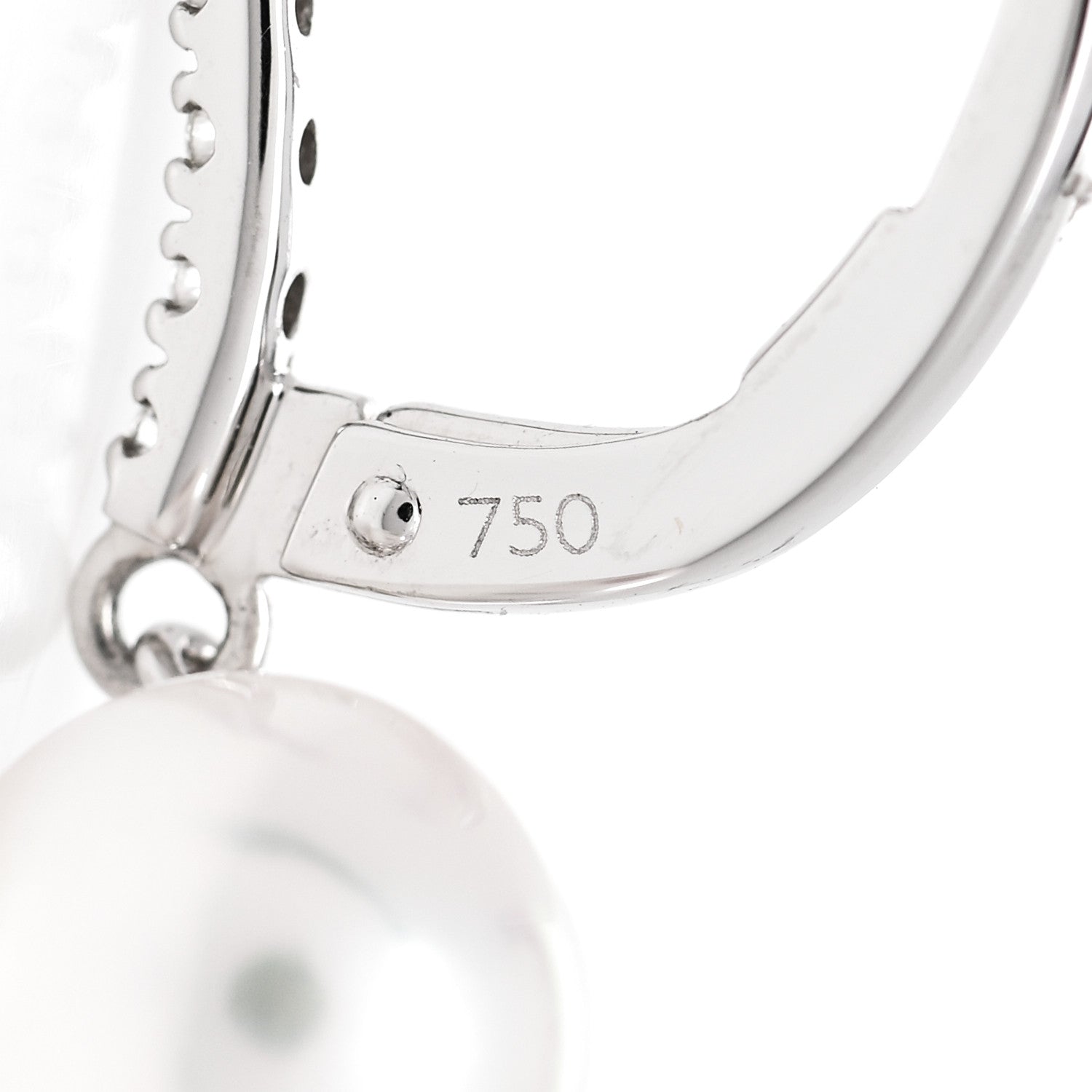 Mikimoto 18K White Gold Diamond Akoya Pearl 7.5mm Drop Earrings 3 of 5