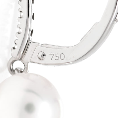Mikimoto 18K White Gold Diamond Akoya Pearl 7.5mm Drop Earrings 3 of 5