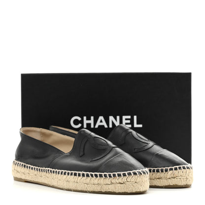 Chanel Lambskin CC Espadrilles 38 Black 10 of 10