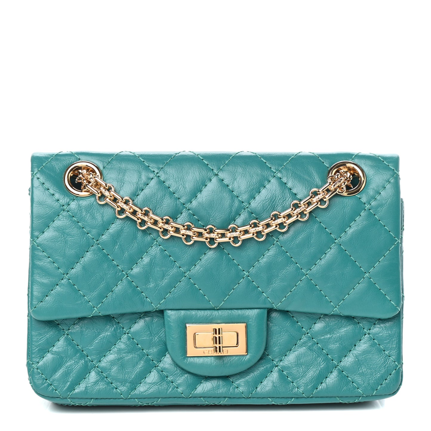 Aged Calfskin Quilted 2.55 Reissue Mini Flap Green