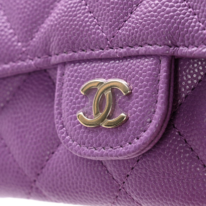 Chanel Caviar Quilted Flap Card Holder Wallet Purple 10 of 12