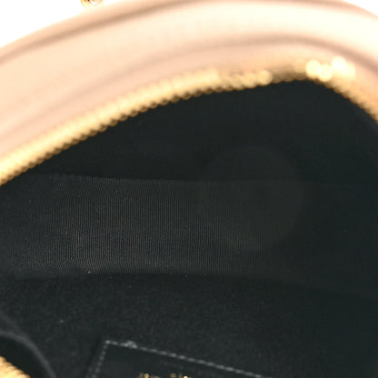 Saint Laurent Grain De Poudre Matelasse Chevron Quilted Round Vinyle Camera Bag Dark Beige 5 of 9
