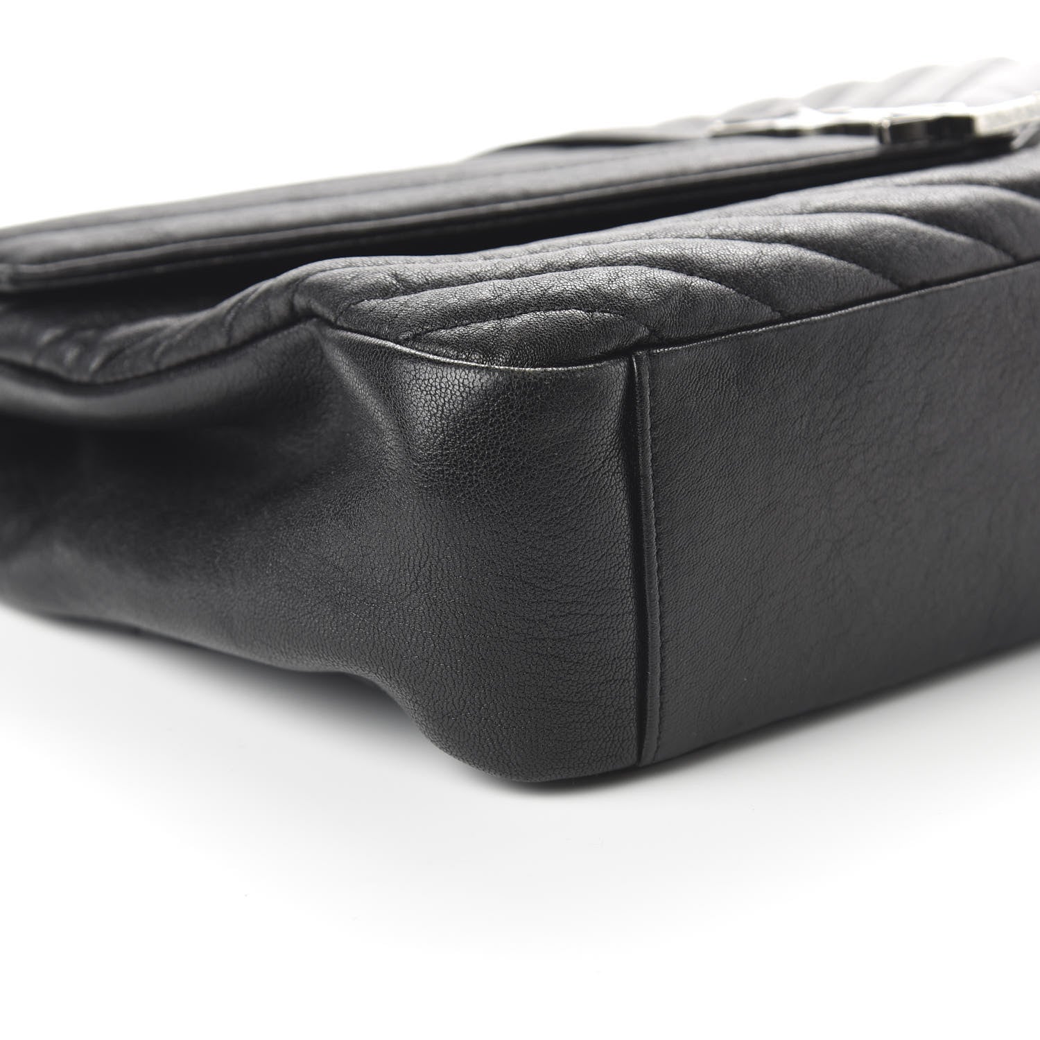 Saint Laurent Sheepskin Matelasse Chevron Monogram Large College Satchel Black 6 of 9
