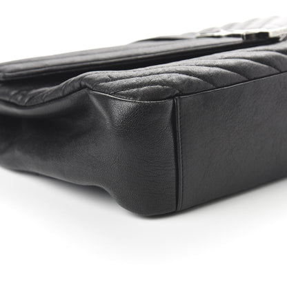 Saint Laurent Sheepskin Matelasse Chevron Monogram Large College Satchel Black 6 of 9