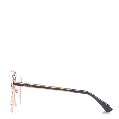 Gucci Metal Acetate Crystal Oversize GG0115S Sunglasses Rose Gold 2 of 9