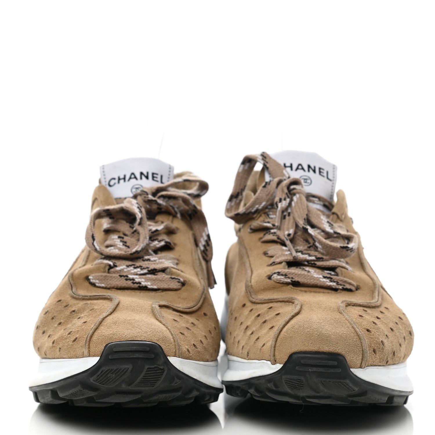 Chanel Suede Goatskin CC Sneakers 41 Dark Beige 2 of 8
