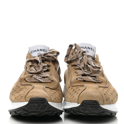 Chanel Suede Goatskin CC Sneakers 41 Dark Beige 2 of 8