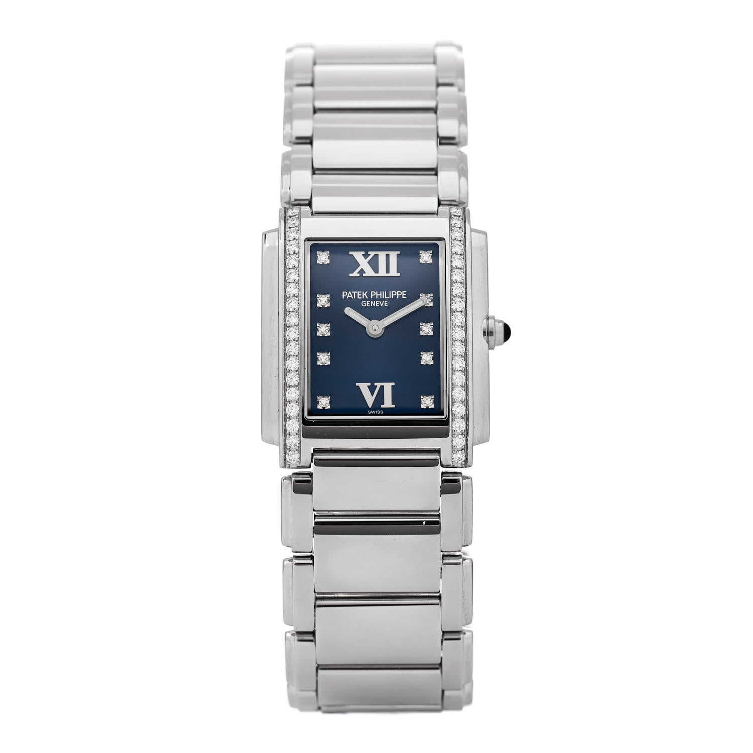 Patek Philippe Stainless Steel Diamond 25mm Twenty-4 Quartz Watch Blue 4910/10A-012 1 of 5