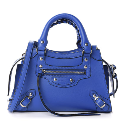 Balenciaga Smooth Calfskin Neo Classic Silver Hardware Mini City Bleu 1 of 10