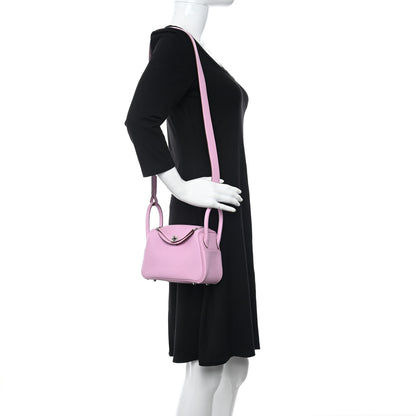 Hermes Taurillon Clemence Mini Lindy 20 Mauve Sylvestre 2 of 10