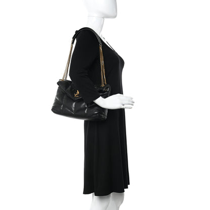 Saint Laurent Lambskin Quilted Small Loulou Puffer Monogram Chain Tote Black 2 of 12