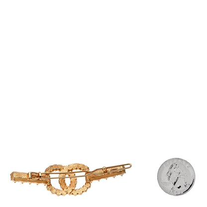 Chanel Crystal Over The Rainbow CC Hair Clip Barrette Gold Multicolor 2 of 5