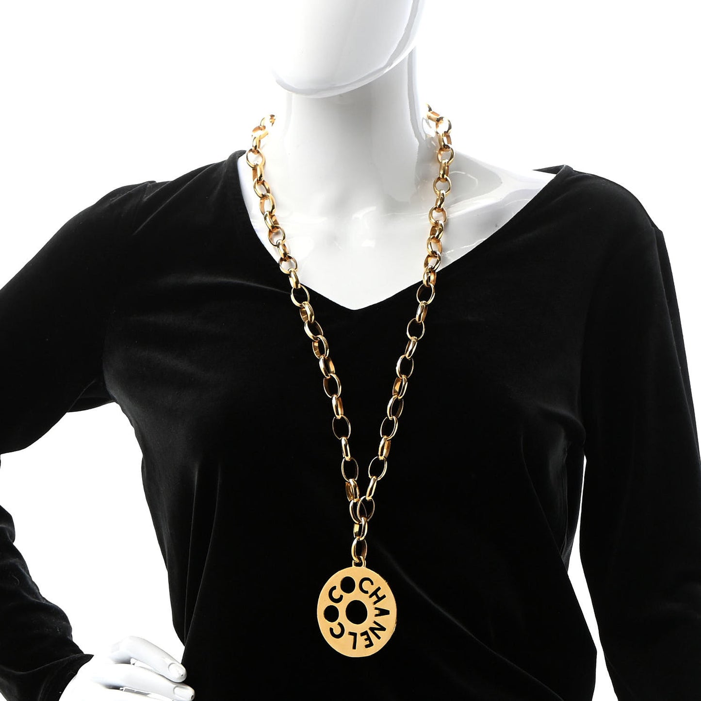Coco Chanel Logo Necklace Gold