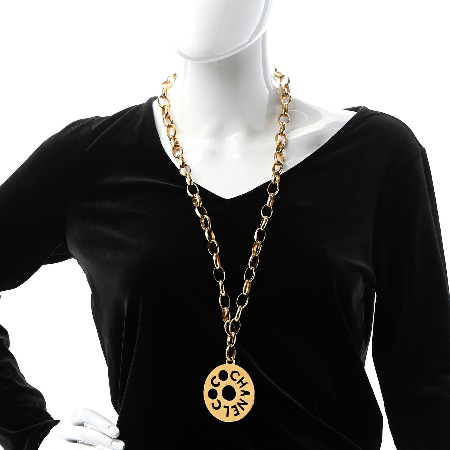 Chanel Coco Chanel Logo Necklace Gold 2 of 8