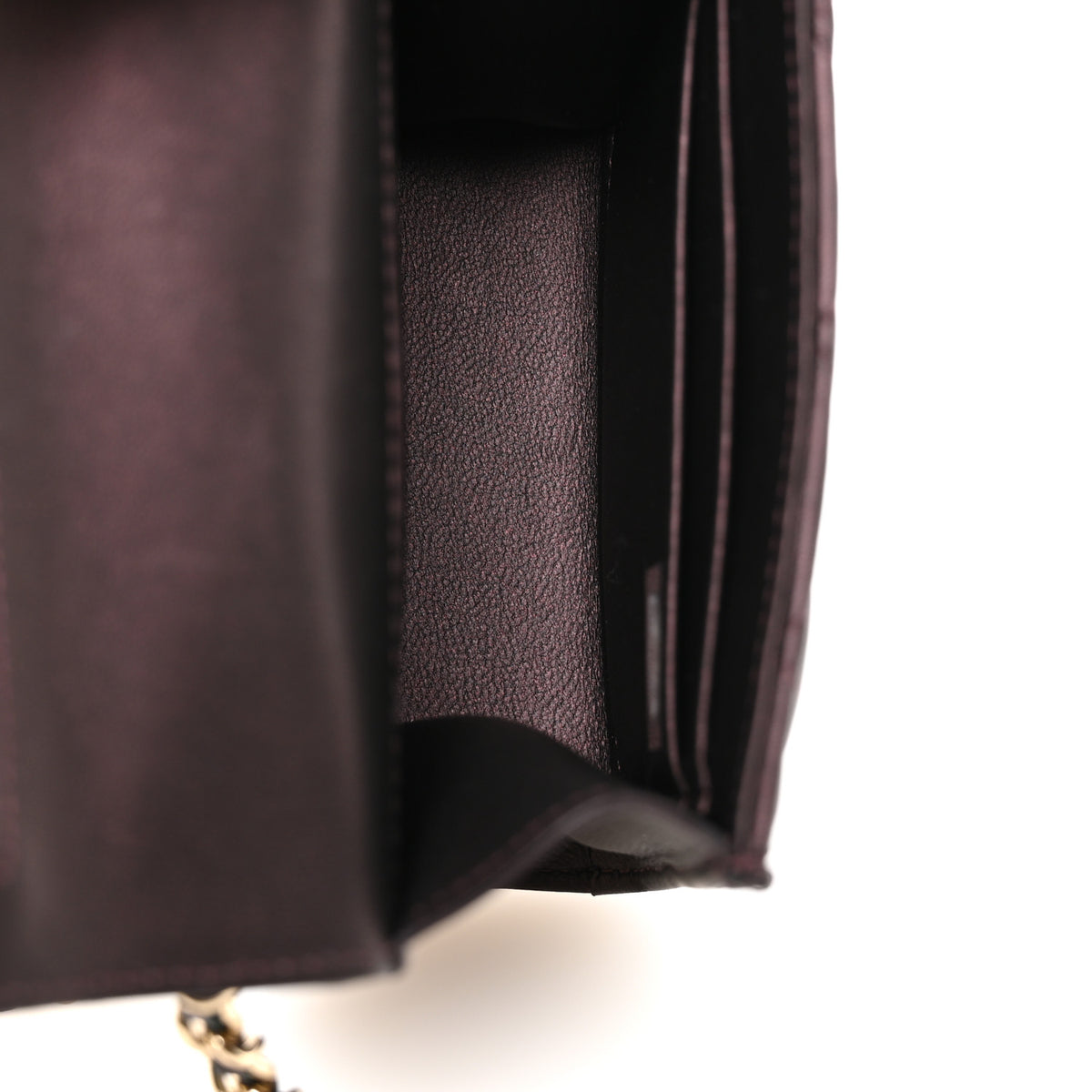 Iridescent Lambskin Quilted Top Handle Clutch With Chain Burgundy
