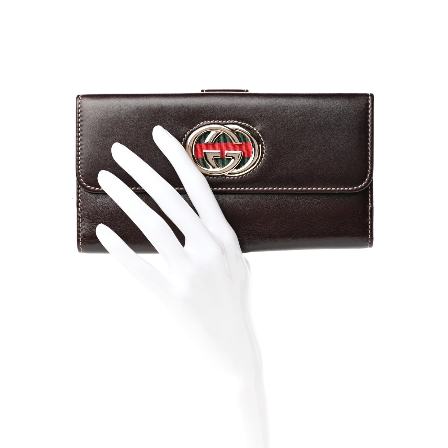 Calfskin Britt Continental Wallet Brown