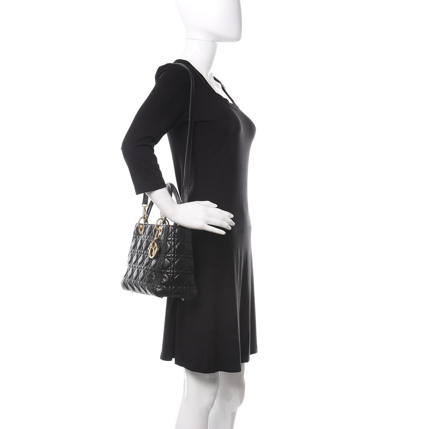 Lambskin Cannage Medium Lady Dior Black
