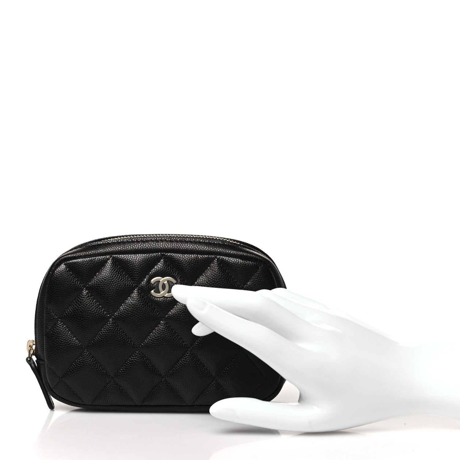 Chanel Caviar Quilted Small Curvy Pouch Cosmetic Case Black 2 of 9