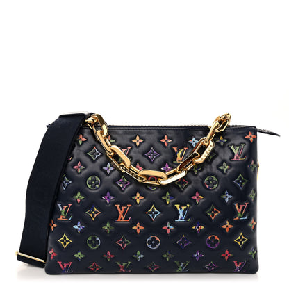 Louis Vuitton Lambskin Embossed Monogram LV Garden Coussin MM Navy Blue 1 of 11