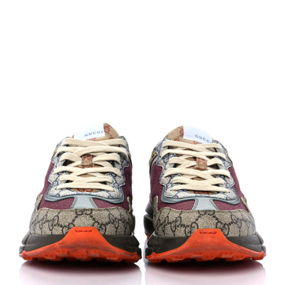 Gucci GG Supreme Monogram Mix Monogram Mens Rhyton Sneakers 8 Bordeaux Beige Ebony 2 of 8