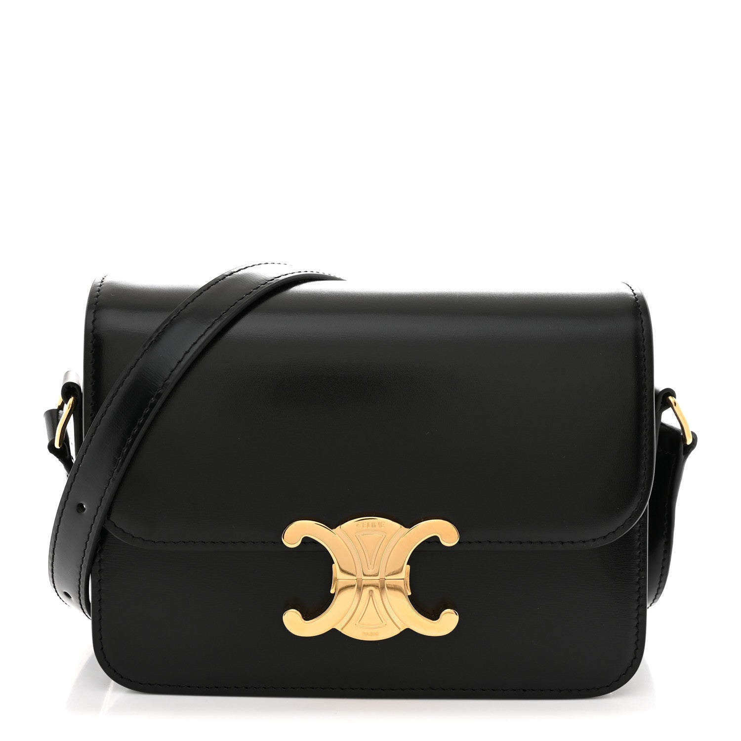 Celine Shiny Calfskin Teen Triomphe Black 1 of 10