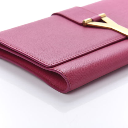 Saint Laurent Textured Calfskin Y Ligne Clutch Fuchsia 6 of 9