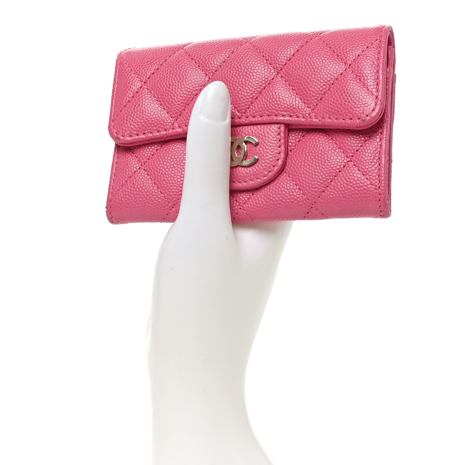 Chanel Caviar Quilted Flap Card Holder Wallet Pink 2 of 8
