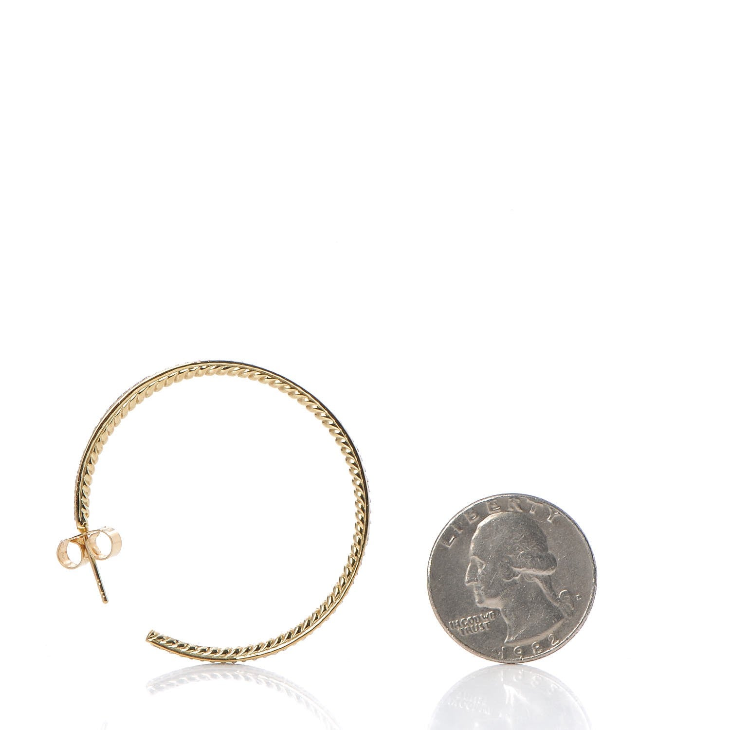 David Yurman 18K Yellow Gold Diamond Large Cable Hoop Earrings 3 of 5