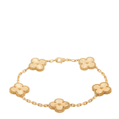 Van Cleef & Arpels 18K Yellow Gold 5 Motifs Guilloche Vintage Alhambra Bracelet 1 of 5