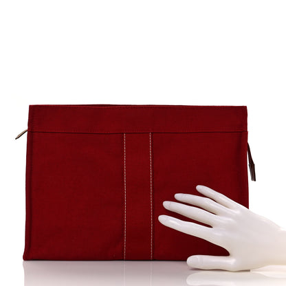 Hermes Cotton Canvas Herline Travel Cosmetic Pouch Red 2 of 6