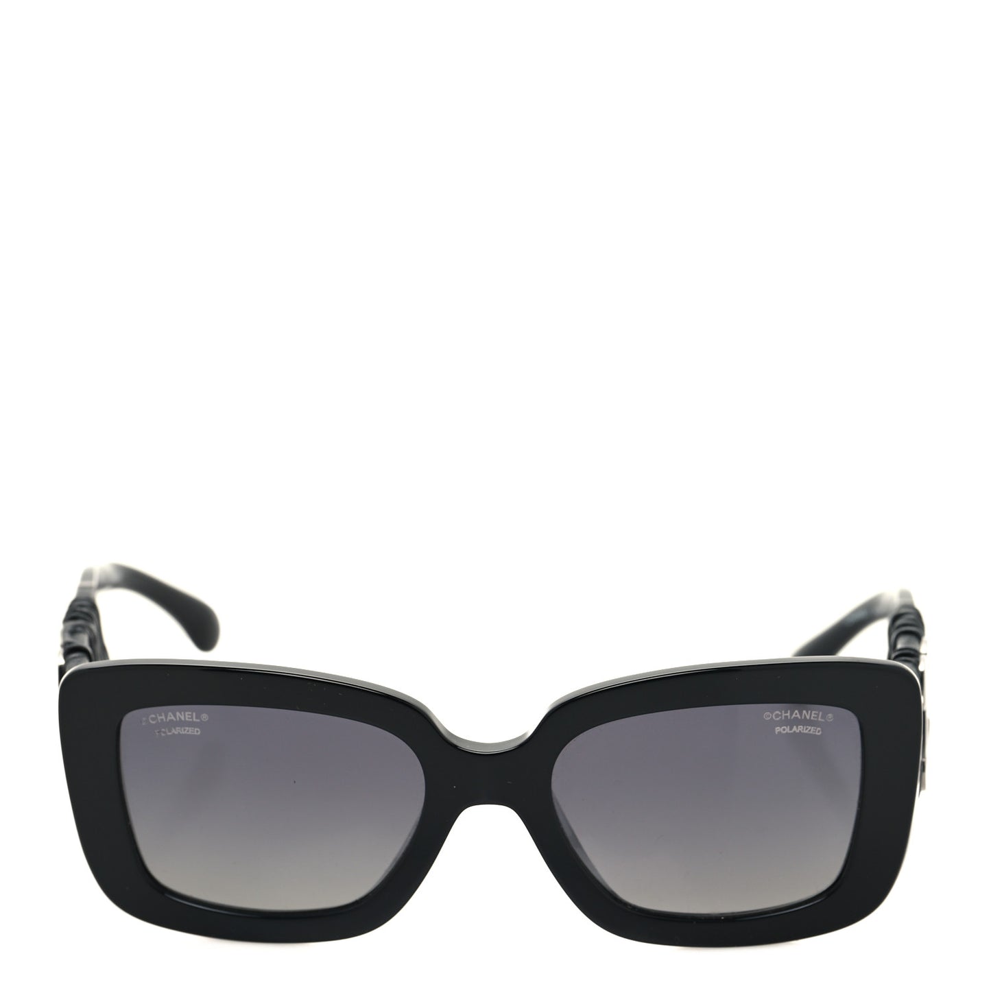 Acetate Calfskin Polarized Square Sunglasses 5473-Q-A Black