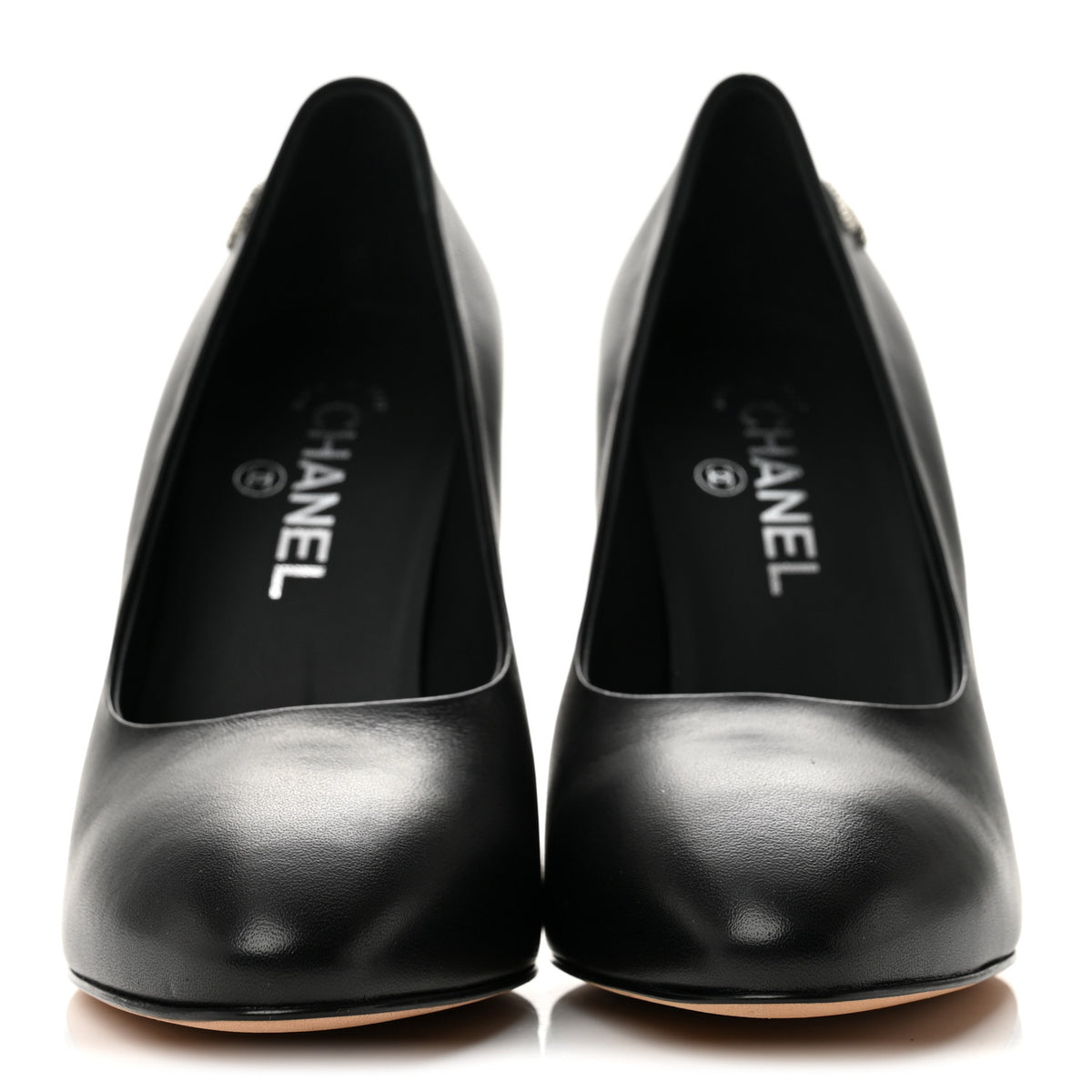 Chanel Lambskin CC Pumps 38.5 Black 3 of 11
