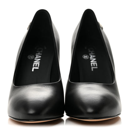 Chanel Lambskin CC Pumps 38.5 Black 3 of 11