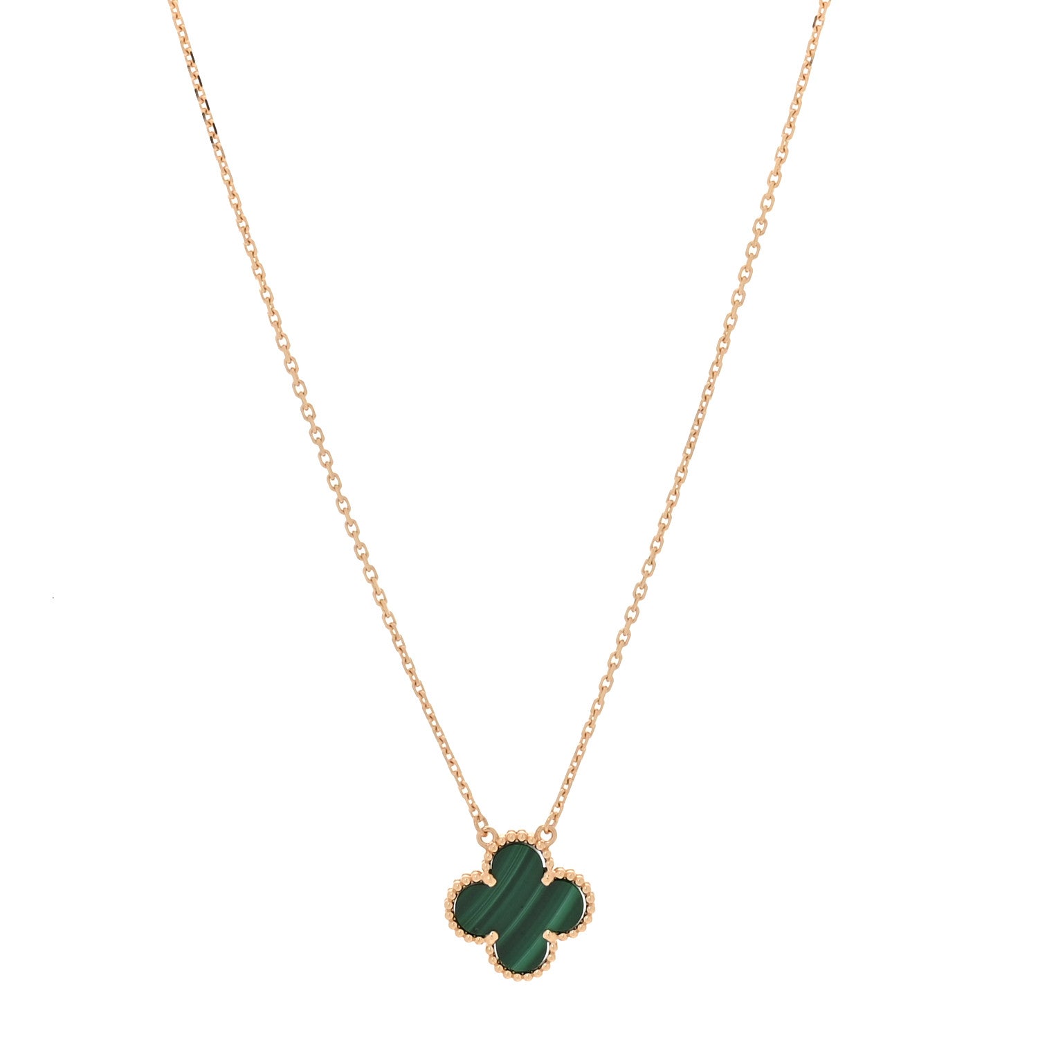 Van Cleef & Arpels 18K Yellow Gold Malachite Vintage Alhambra Pendant Necklace 1 of 6