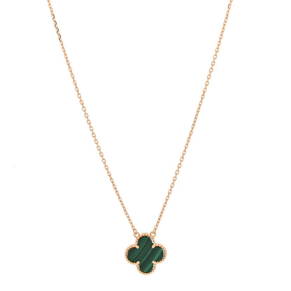 Van Cleef & Arpels 18K Yellow Gold Malachite Vintage Alhambra Pendant Necklace 1 of 6
