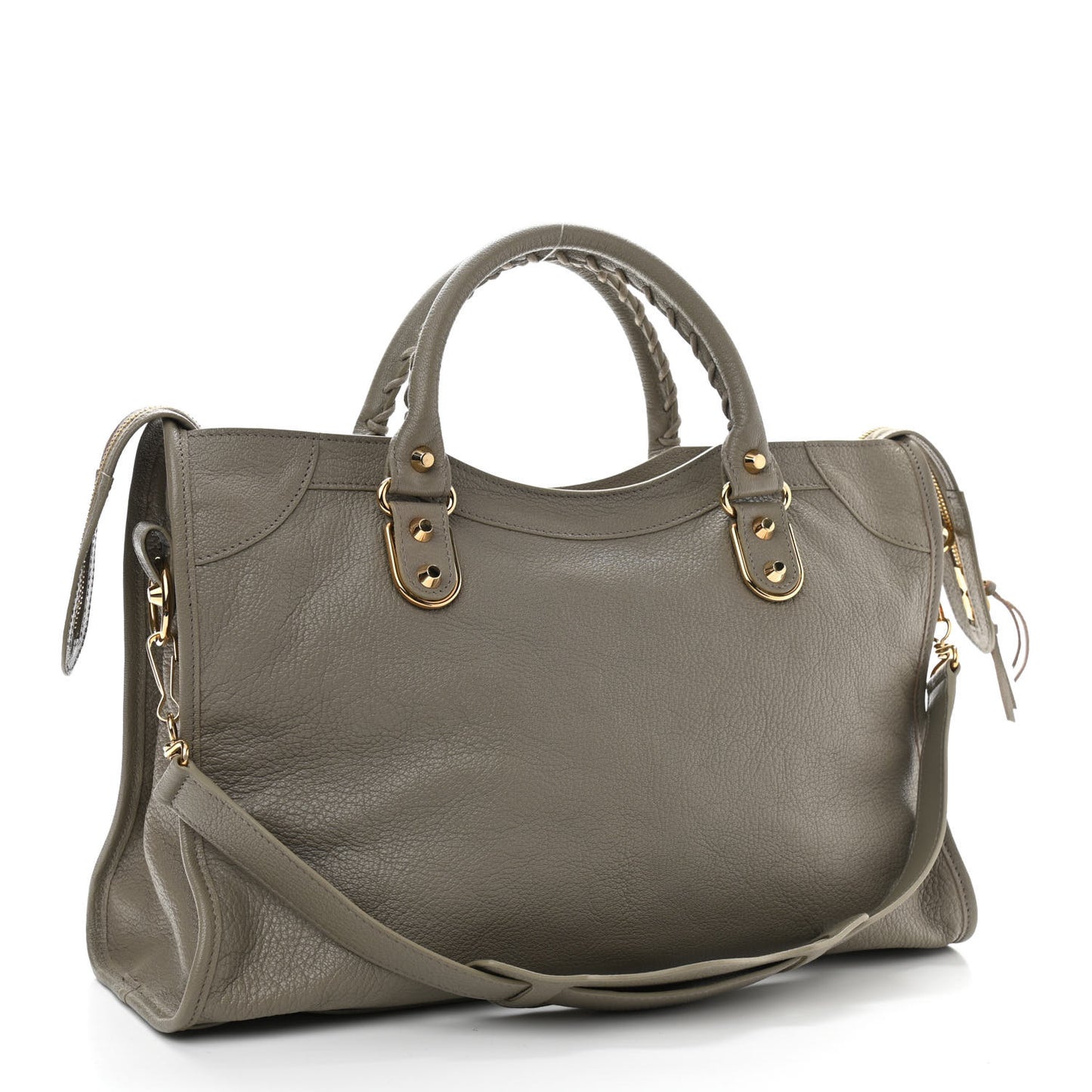 Chevre Gold Metallic Edge Hardware City Gris Taupe