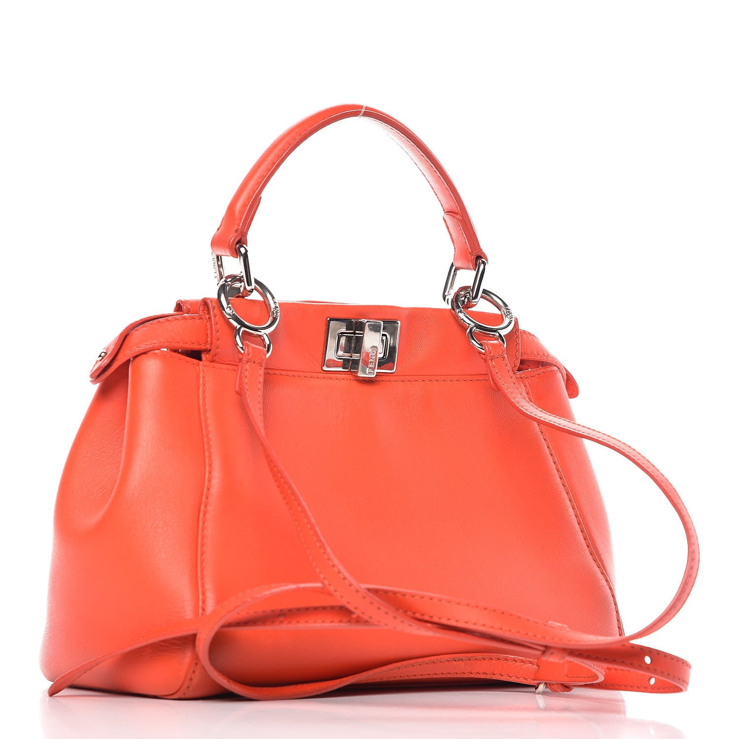 Fendi Nappa Mini Peekaboo Iconic Satchel Papavero 3 of 21