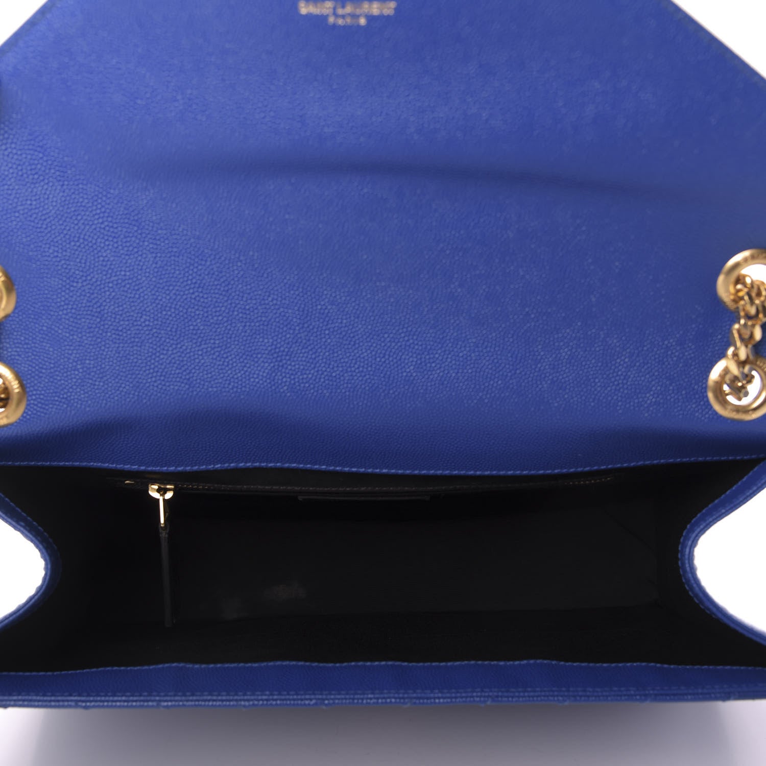 Saint Laurent Grain De Poudre Matelasse Chevron Large Monogram Satchel Blue Majorelle 5 of 10