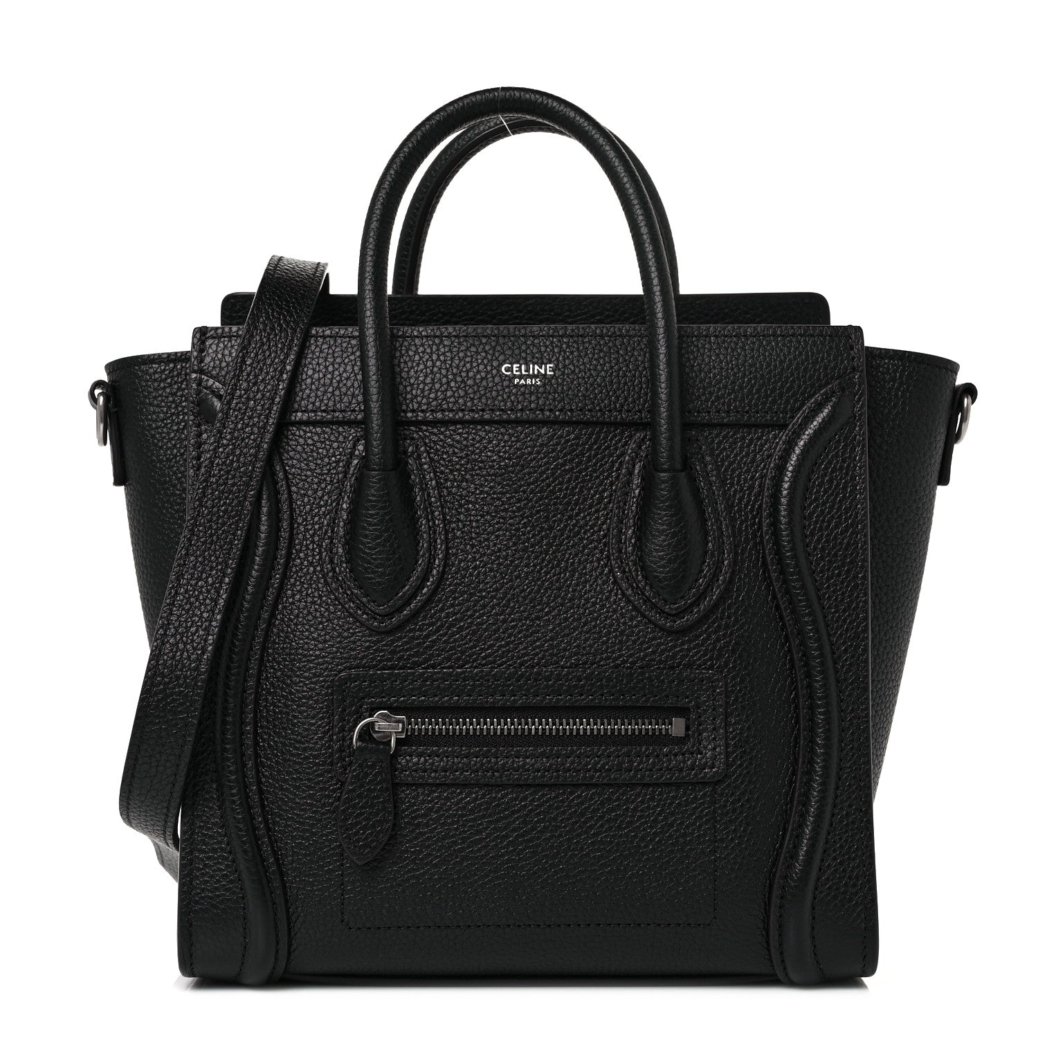 Celine Drummed Calfskin Nano Luggage Black 1 of 19
